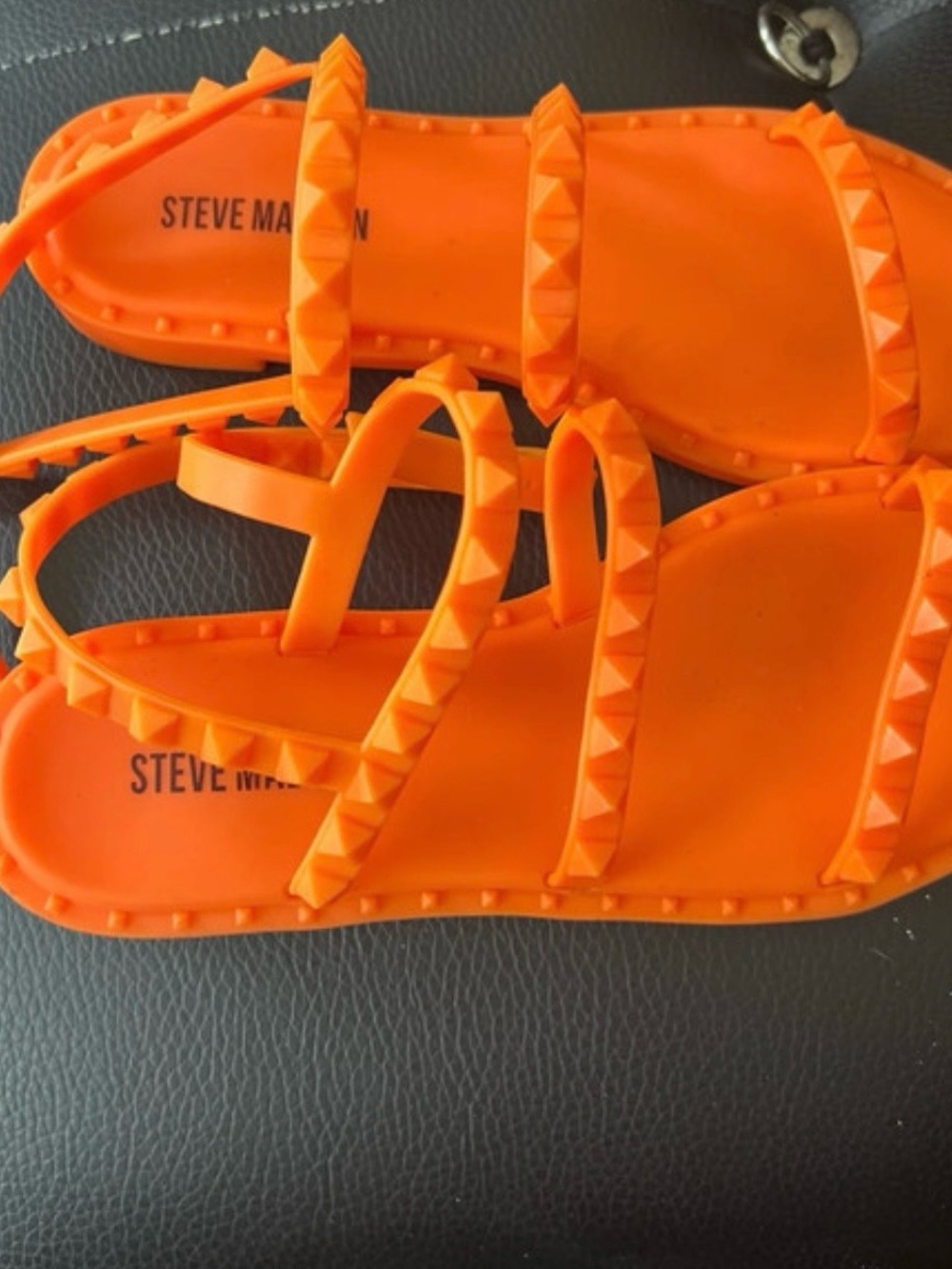 Steve Madden Kids Bright Orange Studded Jelly Strappy Sandals